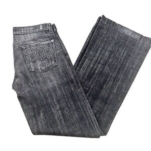 NWT 7 for all mankind jeans 26 in Black Vintage Wash UAS Rhinestone Pockets dojo